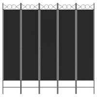 Divisorio 5 Pannelli Nero 200x200 cm Tessuto 350157