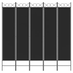 Divisorio 5 Pannelli Nero 200x200 cm Tessuto 350157