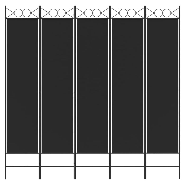 Divisorio 5 Pannelli Nero 200x200 cm Tessuto 350157