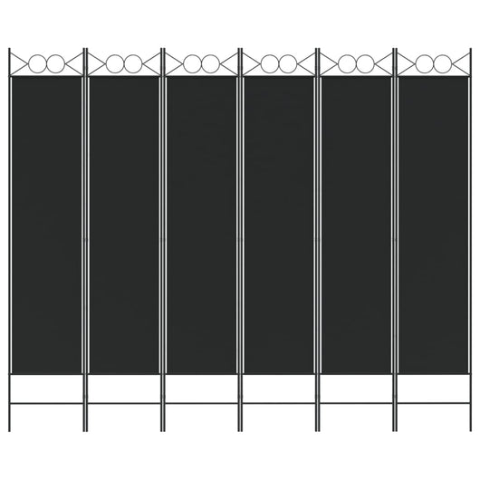 Divisorio a 6 Pannelli-Set di 6 pannelli Paravento Nero 240x200 cm in Tessuto