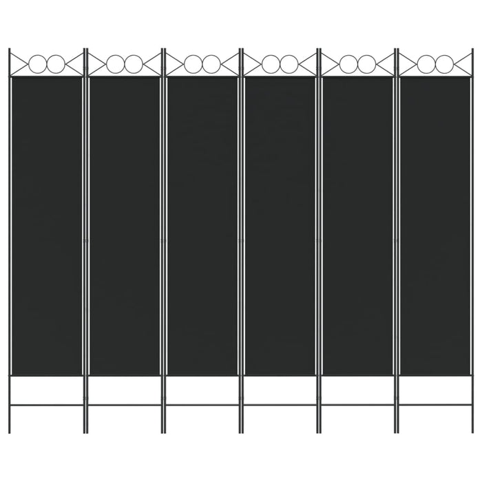 Divisorio a 6 Pannelli-Set di 6 pannelli Paravento Nero 240x200 cm in Tessuto
