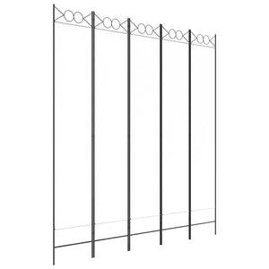 Divisorio a 5 Pannelli-Set di 5 pannelli Paravento Bianco 200x220 cm Tessuto