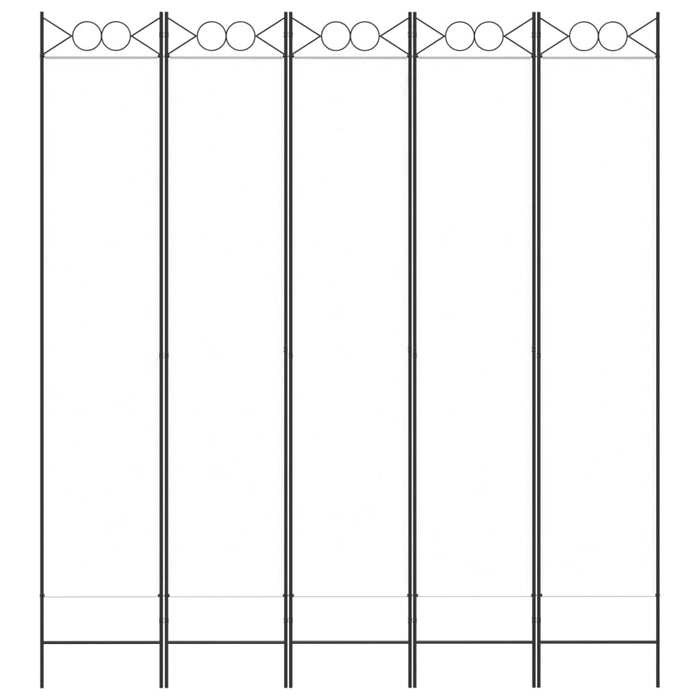 Divisorio a 5 Pannelli-Set di 5 pannelli Paravento Bianco 200x220 cm Tessuto