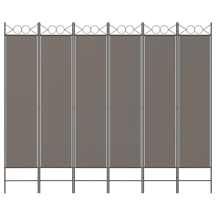 Divisorio a 6 Pannelli Antracite 240 x 220 cm Tessuto 350176