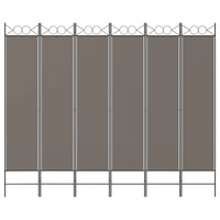 Divisorio a 6 Pannelli Antracite 240 x 220 cm Tessuto 350176