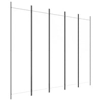 Divisorio a 5 Pannelli-Set di 5 pannelli Paravento Bianco 250x200 cm Tessuto