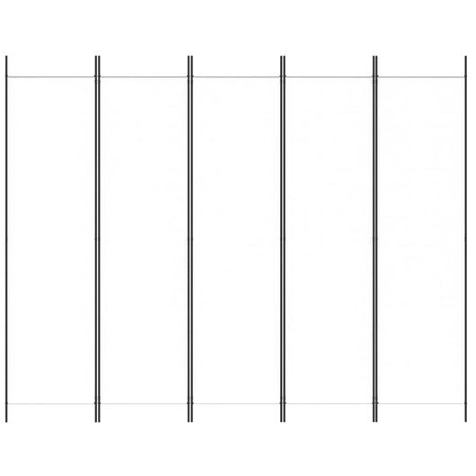 Divisorio a 5 Pannelli-Set di 5 pannelli Paravento Bianco 250x200 cm Tessuto
