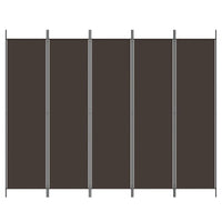 Divisorio a 5 Pannelli-Set di 5 pannelli Paravento Marrone 250x200 cm in Tessuto
