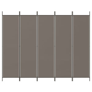 Divisorio a 5 Pannelli-Set di 5 pannelli Paravento Antracite 250x200 cm Tessuto