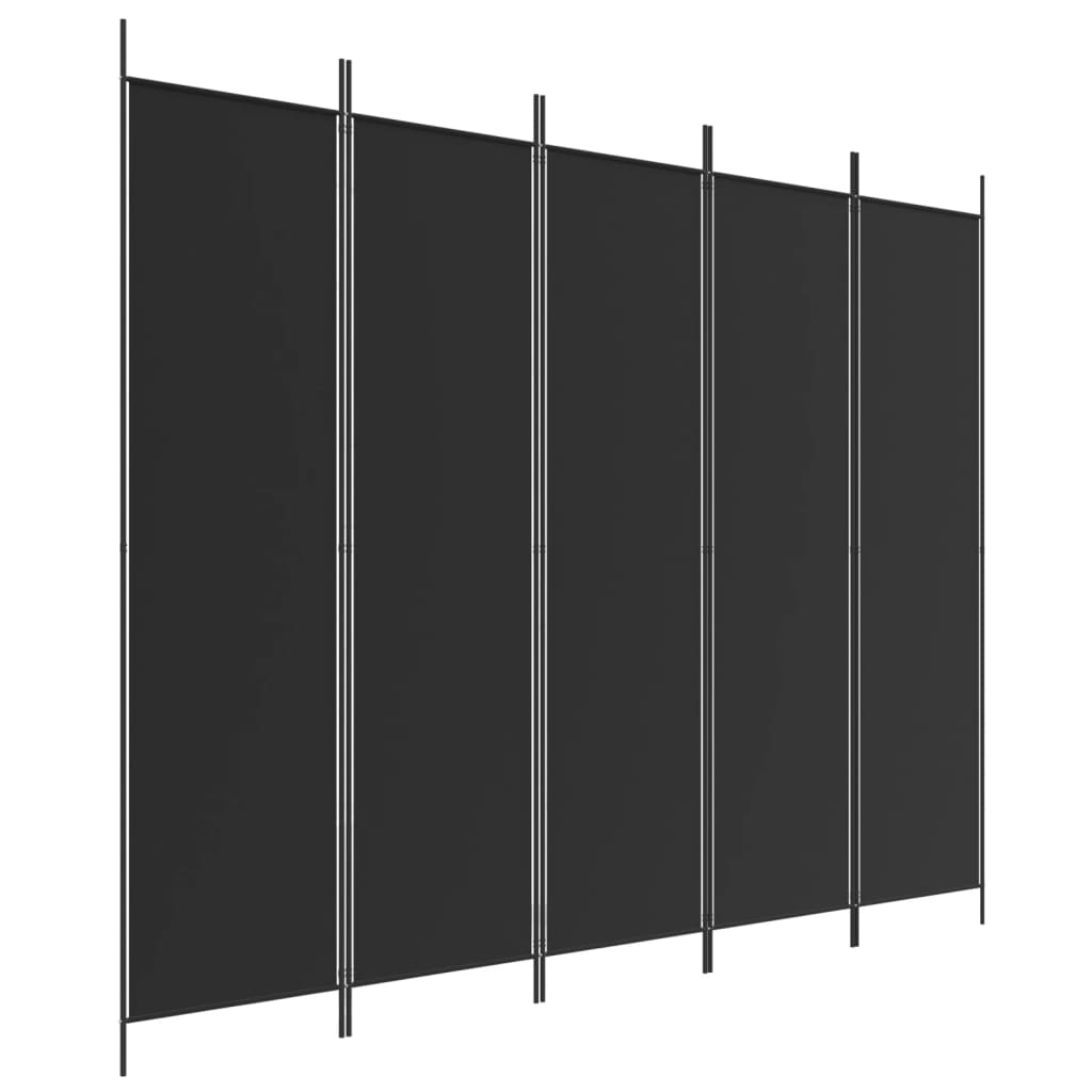 Divisorio 5 Pannelli-Set di 5 pannelli Paravento Nero 250x200 cm Tessuto
