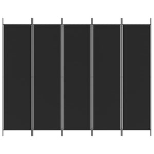 Divisorio 5 Pannelli Nero 250x200 cm Tessuto 350189