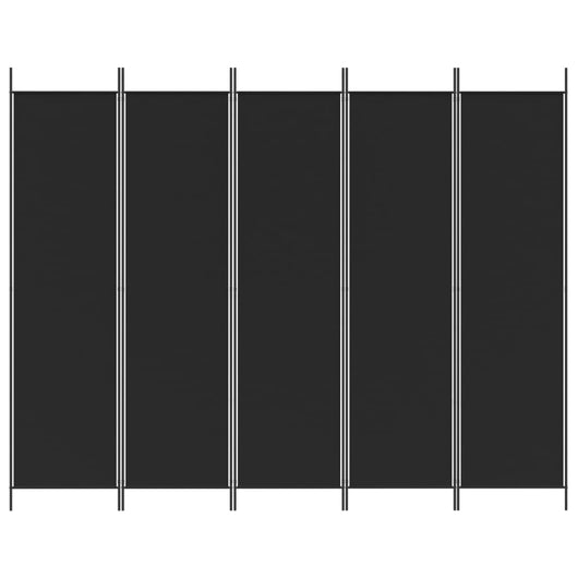 Divisorio 5 Pannelli-Set di 5 pannelli Paravento Nero 250x200 cm Tessuto