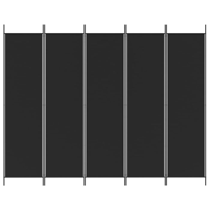 Divisorio 5 Pannelli-Set di 5 pannelli Paravento Nero 250x200 cm Tessuto