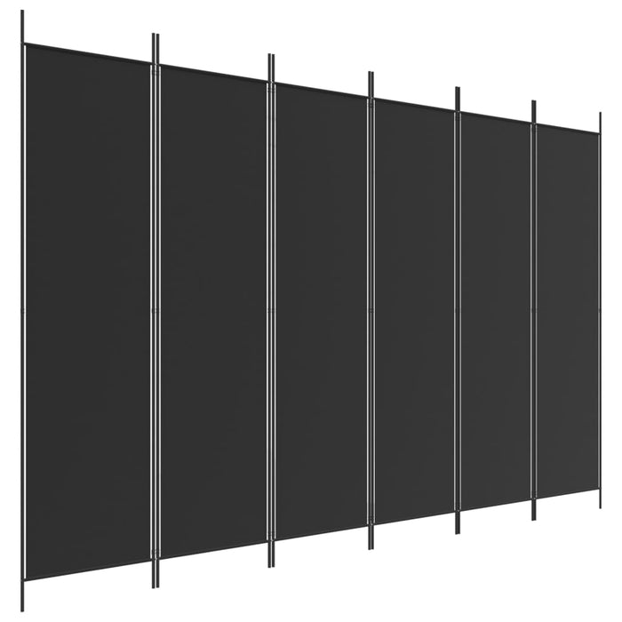 Divisorio a 6 Pannelli-Set di 6 pannelli Paravento Nero 300x200 cm in Tessuto
