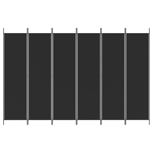 Divisorio a 6 Pannelli-Set di 6 pannelli Paravento Nero 300x200 cm in Tessuto