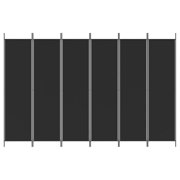 Divisorio a 6 Pannelli-Set di 6 pannelli Paravento Nero 300x200 cm in Tessuto