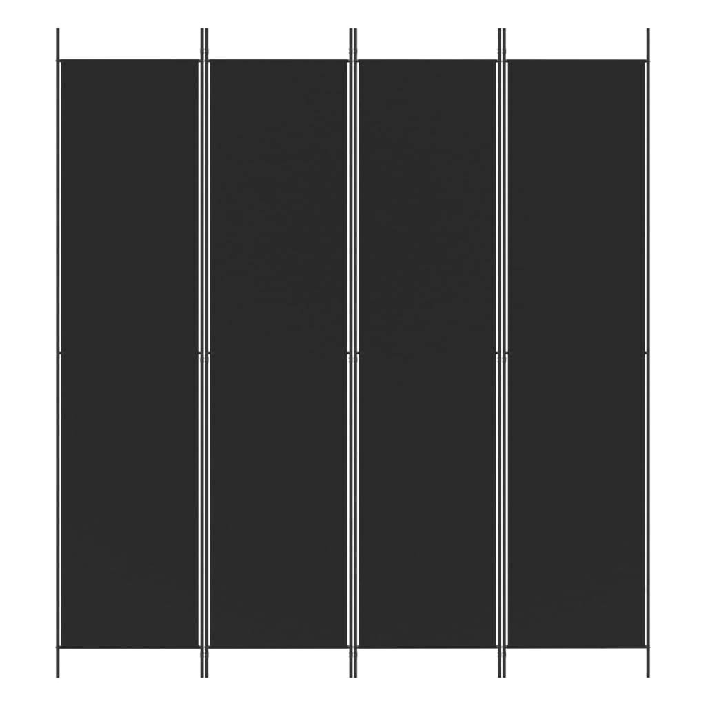 Divisorio a 4 Pannelli-Set di 4 pannelli Paravento Nero 200x220 cm in Tessuto