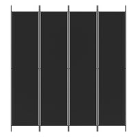 Divisorio a 4 Pannelli-Set di 4 pannelli Paravento Nero 200x220 cm in Tessuto