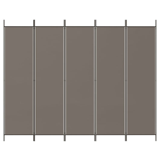 Divisorio a 5 Pannelli-Set di 5 pannelli Paravento Antracite 250x220 cm Tessuto