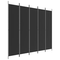 Divisorio 5 Pannelli-Set di 5 pannelli Paravento Nero 250x220 cm Tessuto