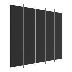 Divisorio 5 Pannelli-Set di 5 pannelli Paravento Nero 250x220 cm Tessuto