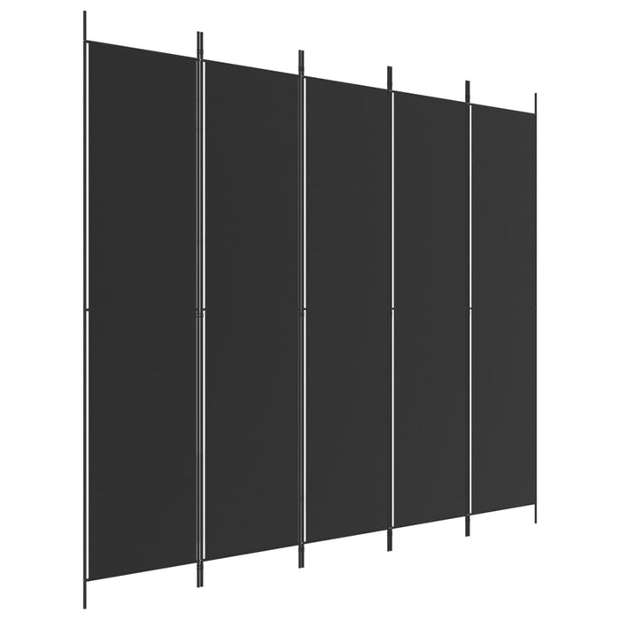 Divisorio 5 Pannelli-Set di 5 pannelli Paravento Nero 250x220 cm Tessuto