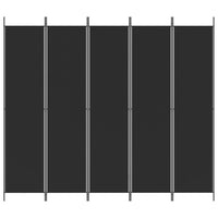 Divisorio 5 Pannelli-Set di 5 pannelli Paravento Nero 250x220 cm Tessuto