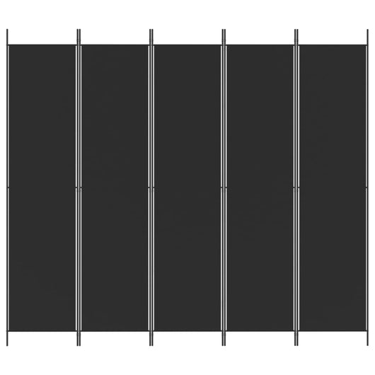 Divisorio 5 Pannelli-Set di 5 pannelli Paravento Nero 250x220 cm Tessuto