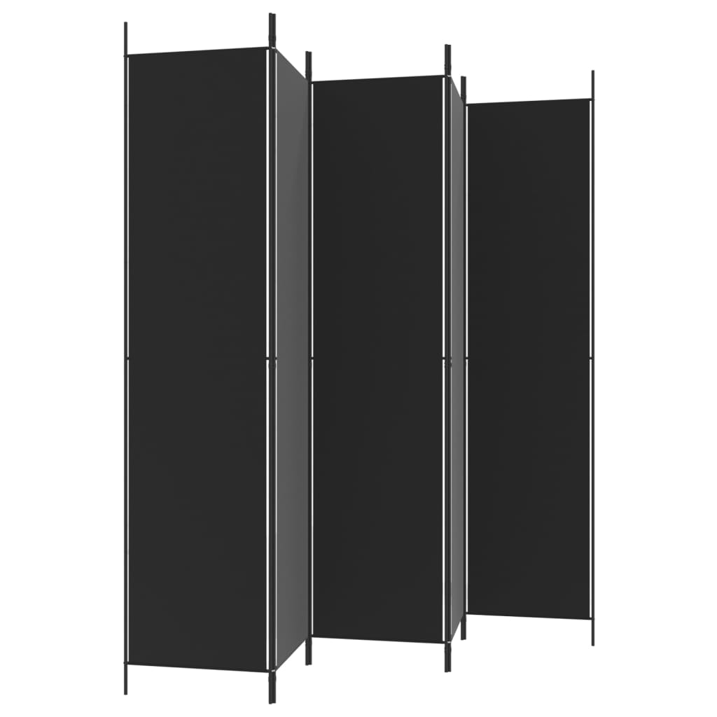 Divisorio 5 Pannelli-Set di 5 pannelli Paravento Nero 250x220 cm Tessuto