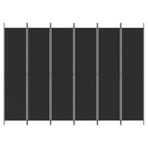 Divisorio a 6 Pannelli-Set di 6 pannelli Paravento Nero 300x220 cm in Tessuto