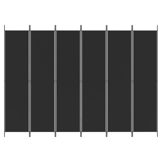 Divisorio a 6 Pannelli-Set di 6 pannelli Paravento Nero 300x220 cm in Tessuto