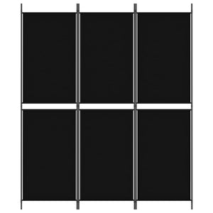 Divisorio a 3 Pannelli Nero 150x180 cm in Tessuto 350213