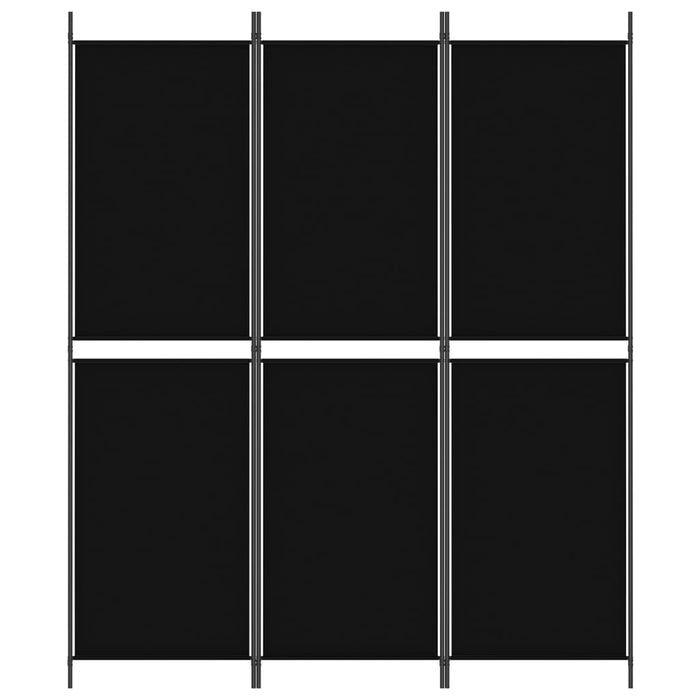 Divisorio a 3 Pannelli Nero 150x180 cm in Tessuto