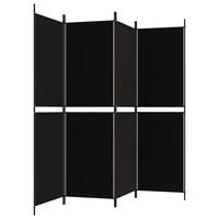 Divisorio a 4 Pannelli Nero 200x180 cm in Tessuto 350217