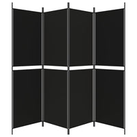 Divisorio a 4 Pannelli Nero 200x180 cm in Tessuto 350217