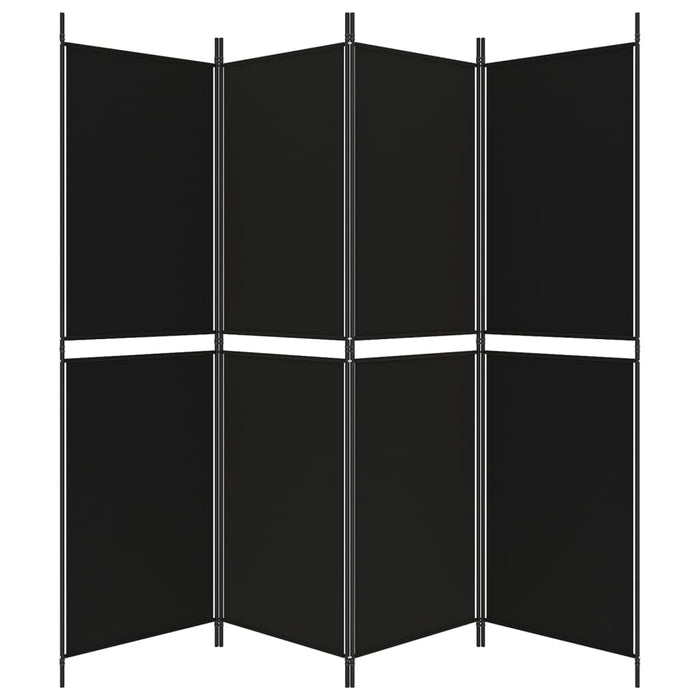 Divisorio a 4 Pannelli Nero 200x180 cm in Tessuto 350217