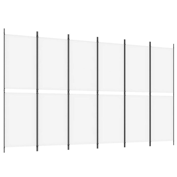 Divisorio a 6 Pannelli-Set di 6 pannelli Paravento Bianco 300 x 180 cm Tessuto