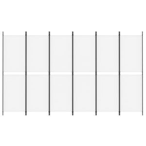 Divisorio a 6 Pannelli-Set di 6 pannelli Paravento Bianco 300 x 180 cm Tessuto