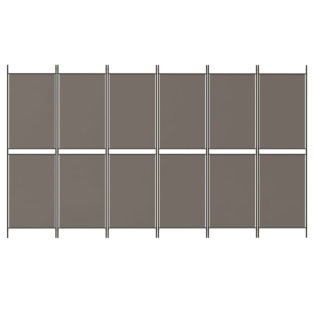 Divisorio a 6 Pannelli Antracite 300 x 180 cm Tessuto 350224