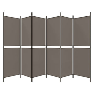Divisorio a 6 Pannelli Antracite 300 x 180 cm Tessuto 350224
