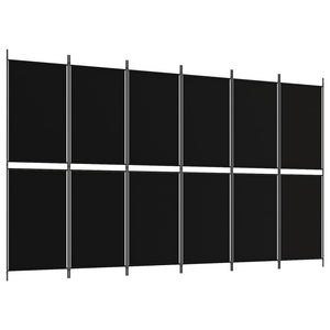 Divisorio a 6 Pannelli Nero 300 x 180 cm in Tessuto 350225