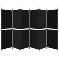 Divisorio a 6 Pannelli Nero 300 x 180 cm in Tessuto 350225