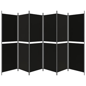 Divisorio a 6 Pannelli Nero 300 x 180 cm in Tessuto 350225
