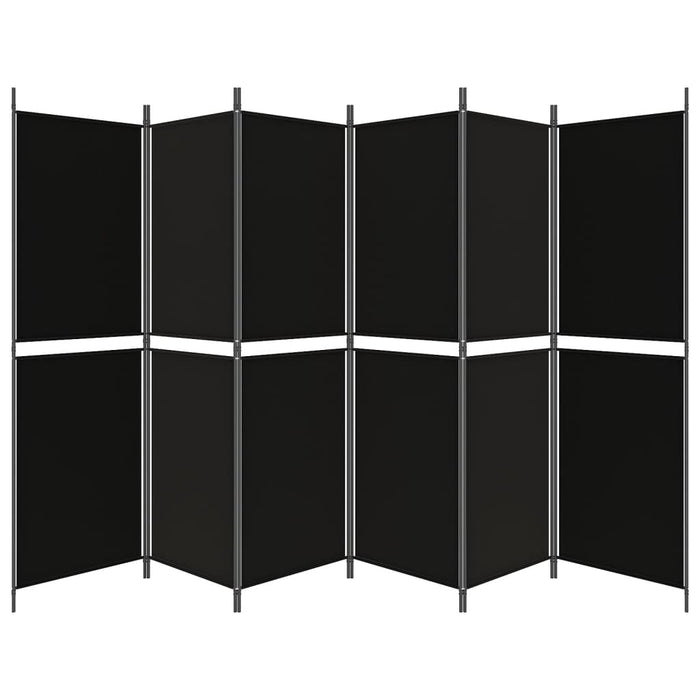 Divisorio a 6 Pannelli Nero 300 x 180 cm in Tessuto 350225