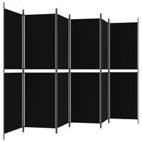 Divisorio a 6 Pannelli Nero 300 x 180 cm in Tessuto 350225