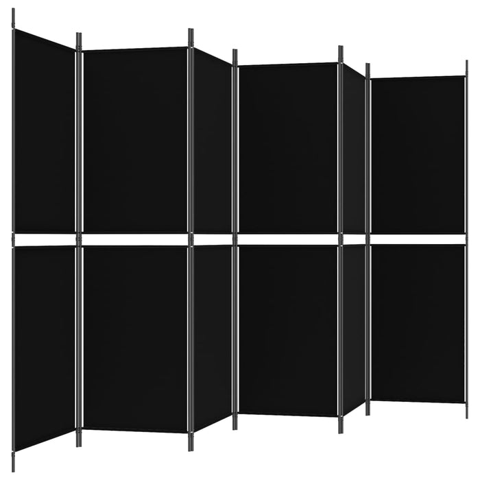 Divisorio a 6 Pannelli Nero 300 x 180 cm in Tessuto 350225