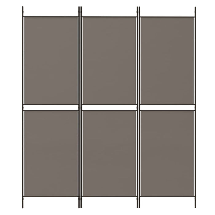 Divisorio a 3 Pannelli Antracite 150x200 cm in Tessuto 350228