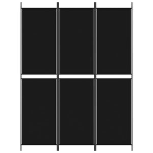 Divisorio a 3 Pannelli Nero 150x200 cm in Tessuto 350229