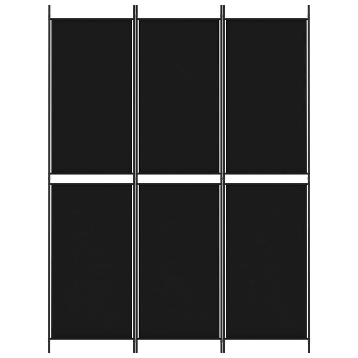 Divisorio a 3 Pannelli Nero 150x200 cm in Tessuto 350229