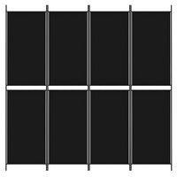 Divisorio a 4 Pannelli Nero 200x200 cm in Tessuto 350233